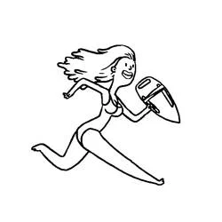 Coloriage Sauveteuse courant avec sa bouée