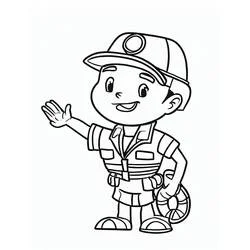Coloriage Sauveteur qui salue avec une bouée de secours