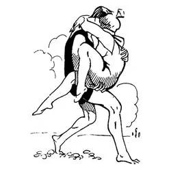 Coloriage Sauveteur portant une personne secourue