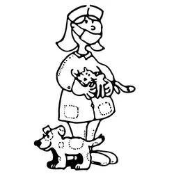 Illustration au trait Vétérinaire (Carrières et Professions) #213817 prête à colorier