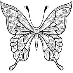 Coloriage Papillon Adulte aux motifs de ailes ornés