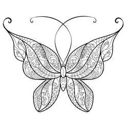 Coloriage Papillon Adulte aux ailes ornées symétriques