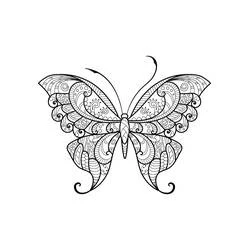 Coloriage Papillon Adulte aux ailes ornées de motifs complexes