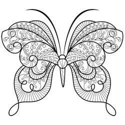 Coloriage Papillon Adulte aux ailes ornées symétriques