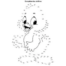 Coloriage Petit canard joyeux à relier par numéros