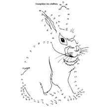 Coloriage Lapin assis aux oreilles dressées