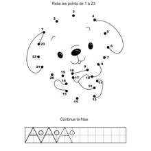 Coloriage Tête de chiot point à point