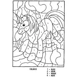 Coloriage Licorne à colorier par numéros dans les nuages