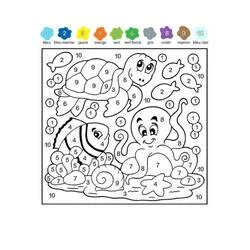Coloriage Animaux marins coloriage numéroté