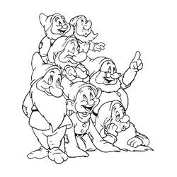 Coloriage Les Sept Nains réunis ensemble