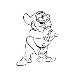 Coloriage Blanche Neige et les Sept Nains : le nain Simplet debout