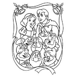 Coloriage Blanche Neige et les Sept Nains avec le Prince