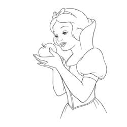 Coloriage Blanche Neige tenant une pomme