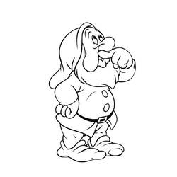 Coloriage Atchoum le nain se pinçant le nez