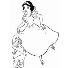 Coloriage Blanche Neige dansant avec un nain
