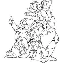 Coloriage Les Sept Nains réunis en groupe
