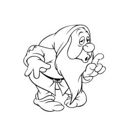 Coloriage Atchoum de Blanche Neige et les Sept Nains levant le doigt