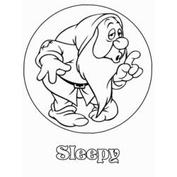 Coloriage Dormeur le nain doigt levé