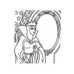 Coloriage Reine maléfique devant son miroir magique