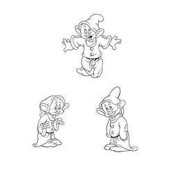 Coloriage Simplet représenté trois fois dans des poses différentes