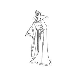 Coloriage Blanche Neige et les sept nains - la Méchante Reine en cape royale