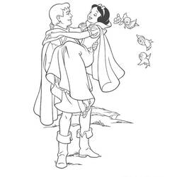 Coloriage Blanche Neige portée par le Prince