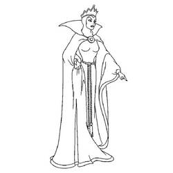 Coloriage Blanche Neige et les 7 nains : la Méchante Reine en robe royale