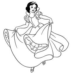 Coloriage Blanche Neige dansant dans sa robe