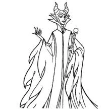 Coloriage Maléfique debout avec son sceptre