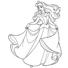 Coloriage La Belle au bois dormant tenant sa robe