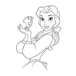 Coloriage Princesse tenant une petite tasse animée