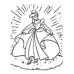 Coloriage Princesse en robe de bal virevoltant avec des étincelles