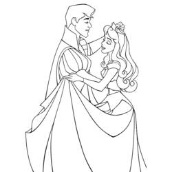Coloriage La Belle au bois dormant danse avec le prince