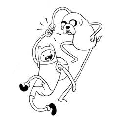 Coloriage Finn et Jake se balançant ensemble