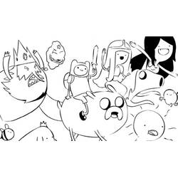 Coloriage Adventure Time avec Finn, Jake et leurs amis
