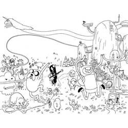 Coloriage Adventure Time personnages réunis pour une aventure