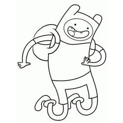 Coloriage Finn heureux en train de sauter