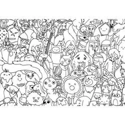 Coloriage Adventure Time personnages réunis en groupe