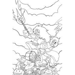 Coloriage Marceline et Bmo sur un tas d'instruments