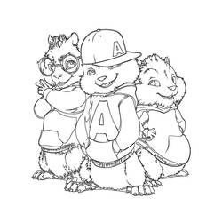 Coloriage Alvin et les Chipmunks posant ensemble