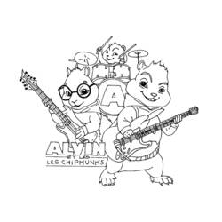 Coloriage Alvin et les Chipmunks en plein concert