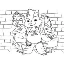 Coloriage Alvin et les Chipmunks en pleine attitude rock