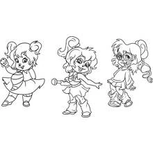 Coloriage Alvin et les Chipmunks : les Chipettes dansant et chantant