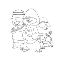 Coloriage Alvin et les Chipmunks posant ensemble