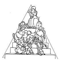 Coloriage Alvin et les Chipmunks avec les Chipettes sur un escalier