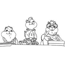 Coloriage Alvin et les Chipmunks assis ensemble