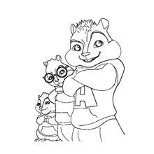 Coloriage Alvin et les Chipmunks debout ensemble