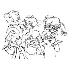 Coloriage Alvin et les Chipmunks réunis avec les Chipettes