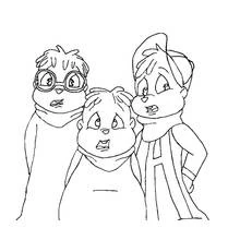 Coloriage Alvin et les Chipmunks surpris ensemble