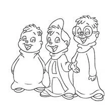 Coloriage Alvin et les Chipmunks souriants ensemble
